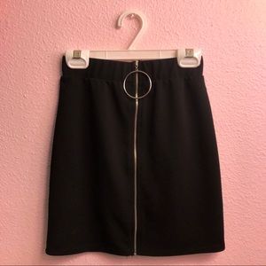 O-Ring Zip Up Mini Skirt